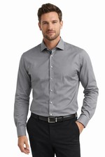 Alfani Dress Shirt Men's Size 15/15.5 X 32/33 Gray Slim Fit Stretch SALE