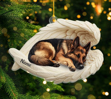 Personalized German Shepherd Dog Sleeping Angel Ornament Acrylic