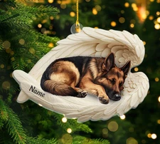 Personalized German Shepherd Dog Sleeping Angel Ornament Acrylic