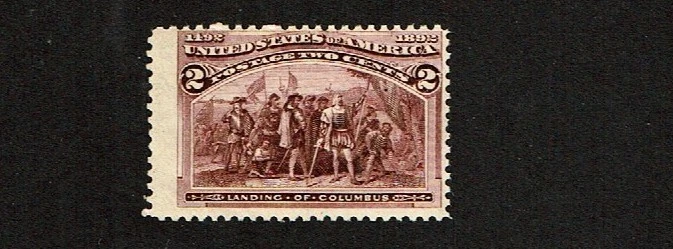 1893 U.S. COLUMBIAN EXPO 2c "BROKEN HAT VARIETY"  Sc#231c M/NH/OG GEM! See Note - Image 2 of 3