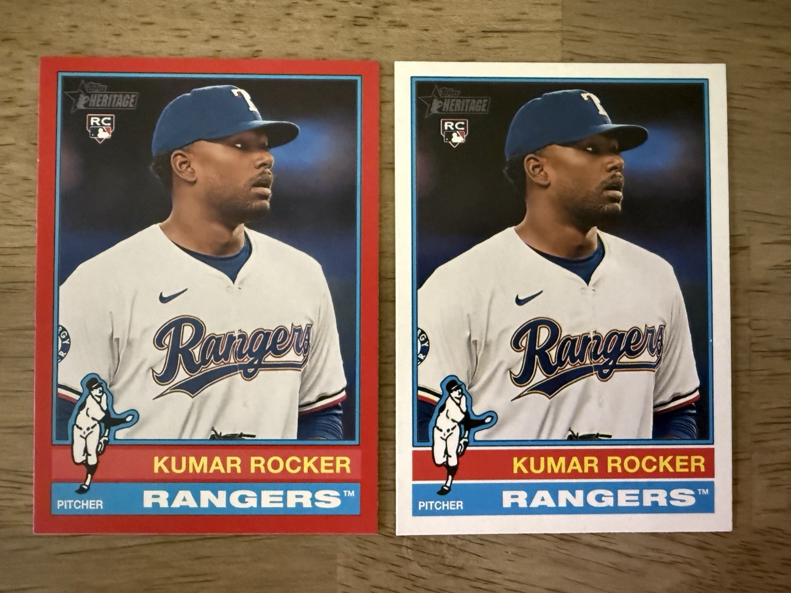 2025 Topps Heritage Kumar Rocker #179 (RC) Red Border Texas Rangers + Base