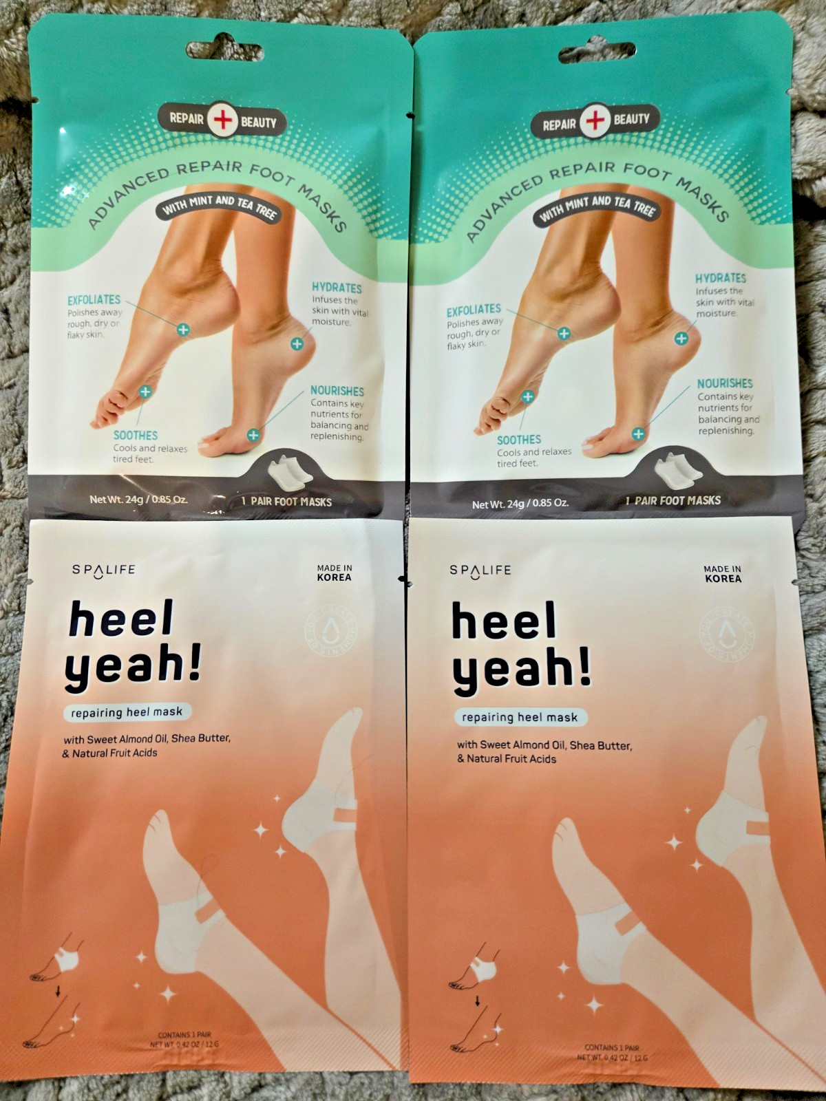 4x Pack Foot & Heel Masks (4 Pairs) - Spa Life & Repair Beau