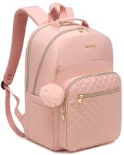 Pink Cute Girls Laptop Backpack Charging Hole Water Resistant Daypack Women