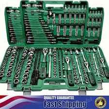 216Pcs Mechanics Tool Set 1/4" 3/8" 1/2" Socket Wrench Set Repair Tool Kit &Case