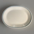 Corelle CORNING Vintage Oval Platter Slate or Indigo Blue Gray bands 12¼" x 10"
