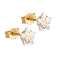 Paar Damen Ohrstecker Stern Krappenfassung Zirkonia Stein 333 Gelb Gold 8 Karat