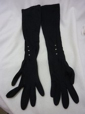 VINTAGE 1950'S LONG OPERA GLOVES LADIES SIZE S/M 23'' LONG BLACK BUTTON CLOSURE