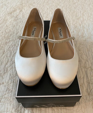 Nina Pattie-YS White Crystal Satin Bridal Flat Shoe- Size 9- New In Box