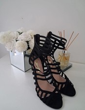 Atmosphere Black Gladiator Cage High Heel Sandals UK 6 EU 39 Strappy Stilettos