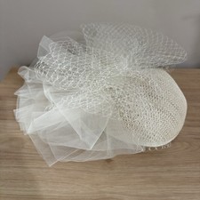 Vintage Bridals by Cinderella Ivory Bridal Hat W/Tulle Veil Fascinator 1950s 60s
