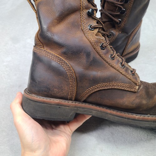 Justin Pulley 8" Stahlkappe Arbeitsstiefel Braun Herren Größe 10D 10 - Bild 7 von 22