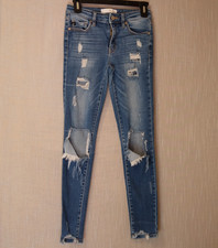 Kancan Distressed Skinny Blue Jeans Denim Juniors Size 1 / 24 A16-9