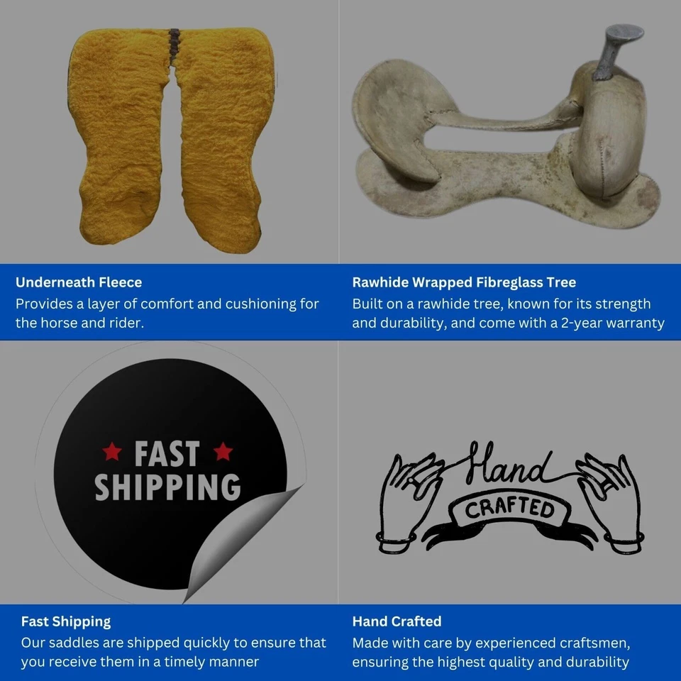 Adult Western Ranch Cutting Horse Saddle – Hand-Tooled (Sizes 14"-18") Hard Seat - Image 2 of 2