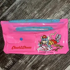 Vintage 1991 Chuck E Cheese Pink Zipper Pouch Pencil ShowBiz Pizza Time