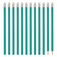 Hexagonale Holzbleistifte 12er Pack, HB Graphitstifte mit Radiergummi f&uuml;r Gr&uuml;n