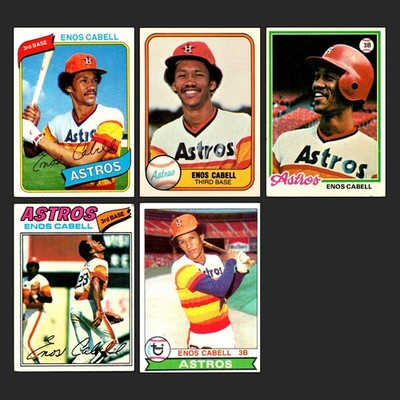 Enos Cabell Houston Astros Baseball Card Lot of 5 Topps Vintage Cards