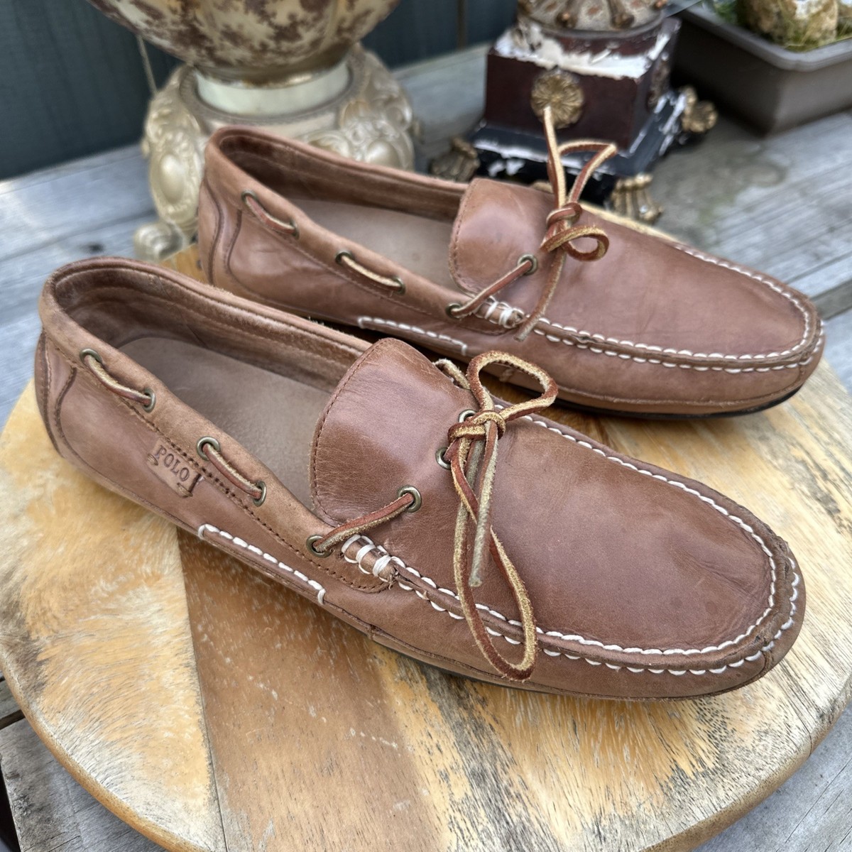 POLO RALPH LAURENドライビングシューズクロコダイル型押し23.5 Polo Ralph Lauren Wyndings Driving Loafer Men's 12D 14557 Moccasin