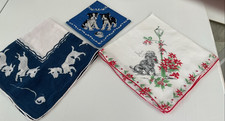 VINTAGE HANKIES HANDKERCHIEFS - LOT OF 3 -- GONE TO THE DOGS 