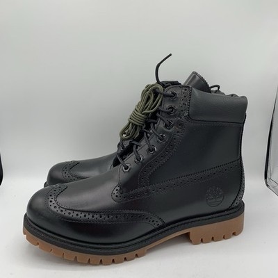 Timberland Premium 6 Inch Boots Mens Size 8.5 Black Leather Waterproof Wingtip