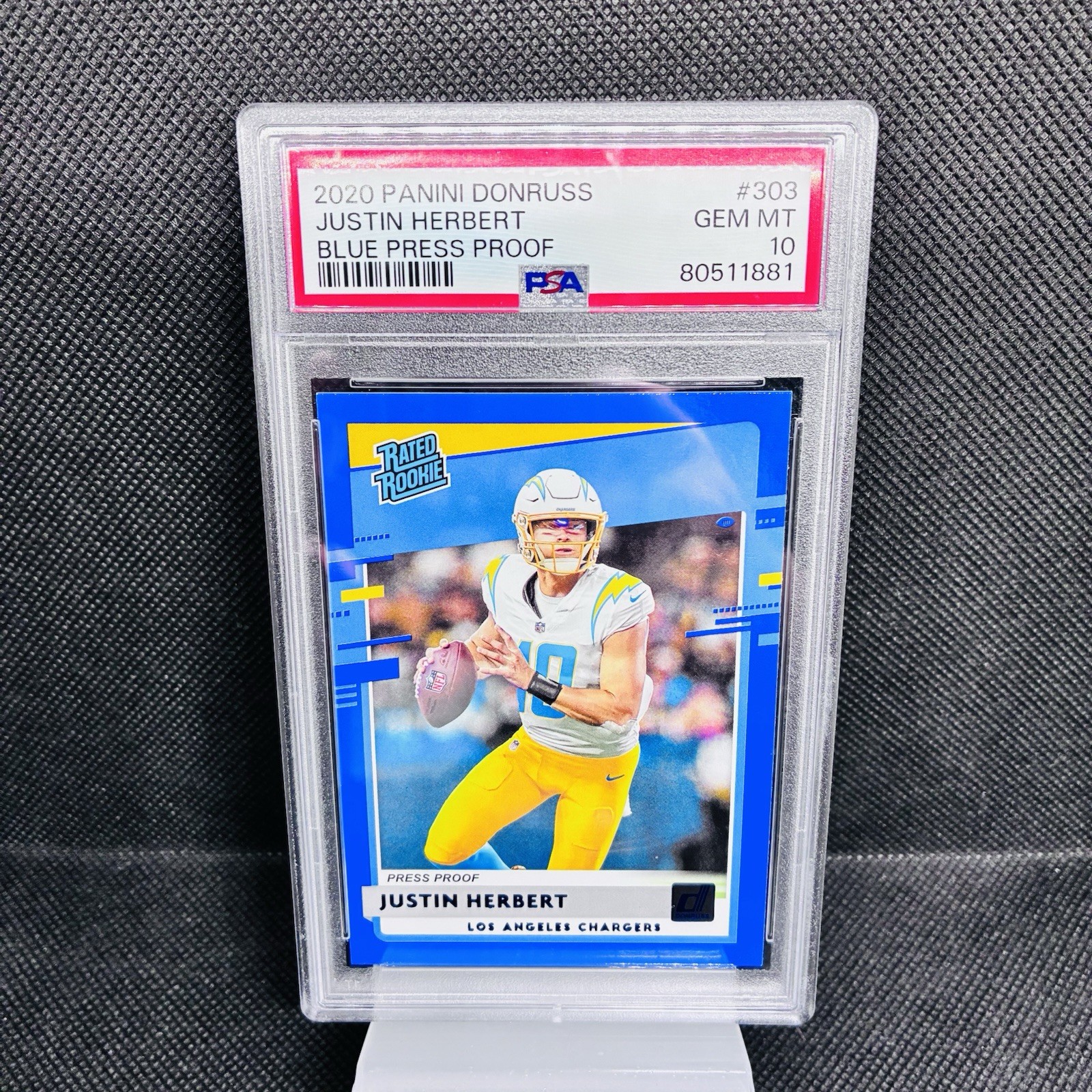 Justin Herbert Panini Donruss #303 Press Proof Blue