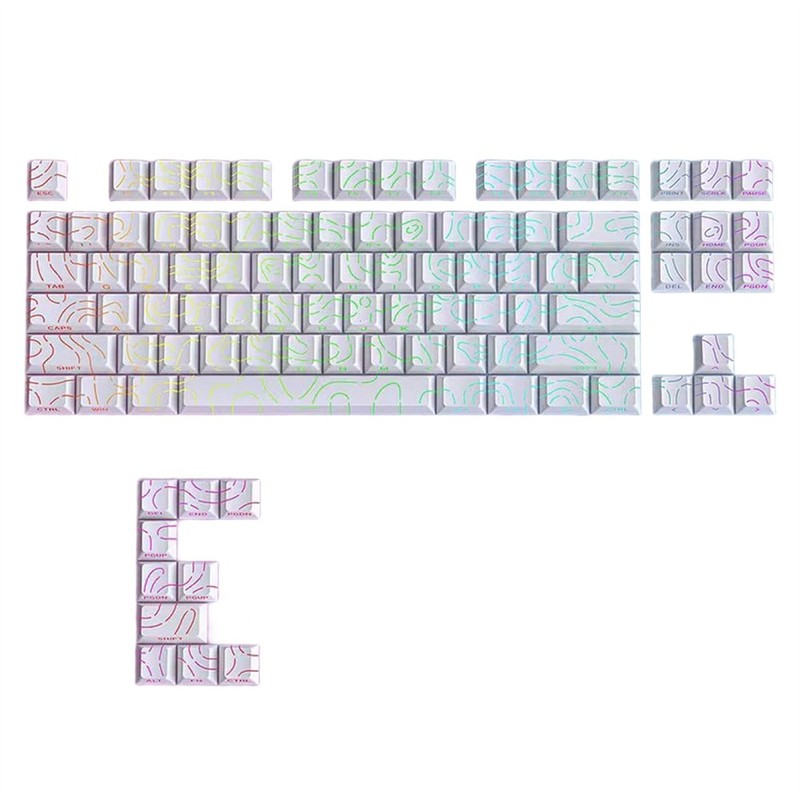 97 Keys Contour Lines PBT  Shot Keycaps Backlit Translucent Cherry Profile6539