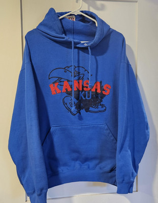 Kansas Jayhawks Hoodie Mens Large NCAA Basketball Sweatshirt Jayhawk KU NCAA