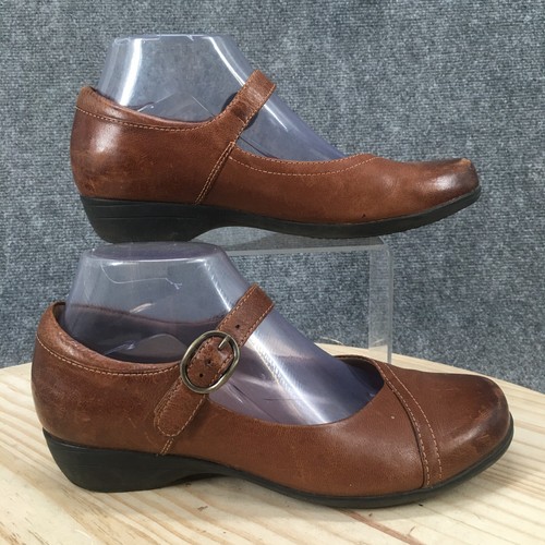 Apex Women's Julia Mary Jane Shoe - Brown, 6.5 Wide, Leather, Orthotic Friendly