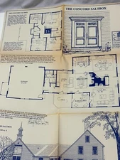 The Concord Saltbox house fold out blue print advertisement  by CCH 23" x 18"