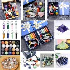 Healing Crystal Natural Gemstone Reiki 7 Chakra Collection Stone Kit USA