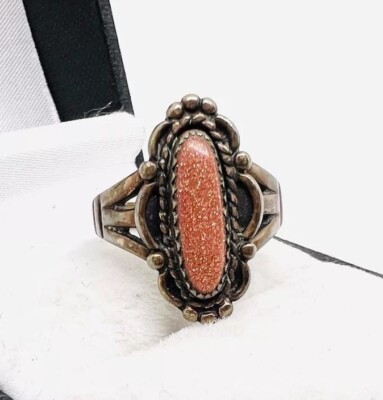 Bell Trading Post Copper Goldstone Glass Ring Native American S6 Vintage Jewelry