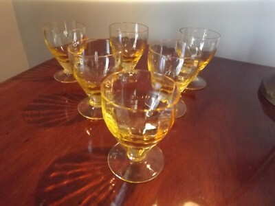 6er Set Französische Bernstein Aperitif Wellengläser Art Deco