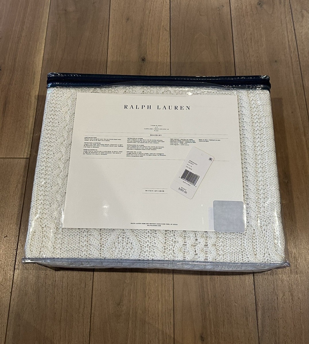 Ralph Lauren Home Collection Cotton RL Bradbury Throw Blanket 54