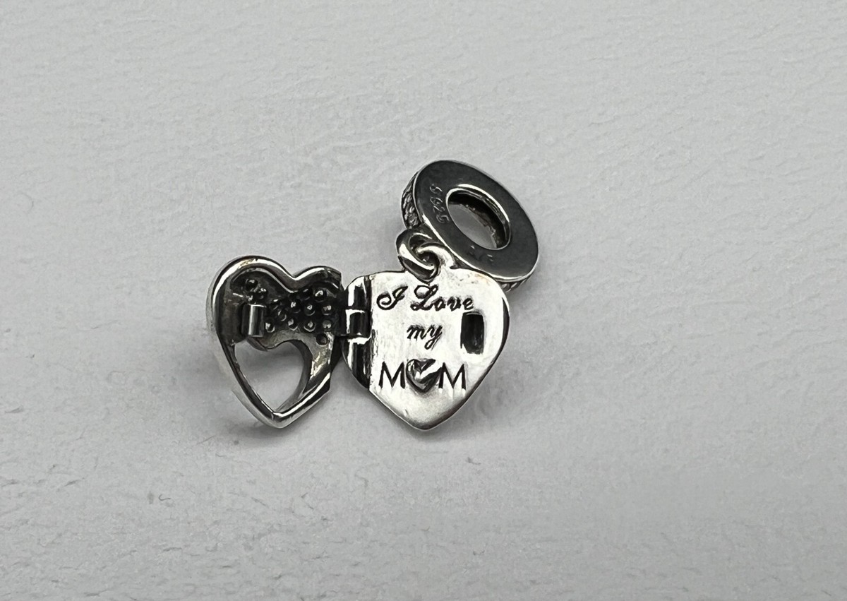 NEW Authentic Pandora I Love My Mom Heart Dangle Charm 792071CZ