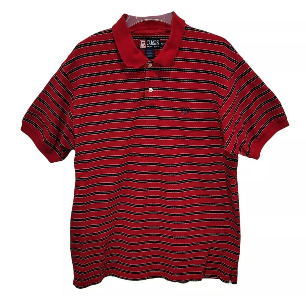 Chaps Ralph Lauren Polo Shirt Mens XL Red Blue White Striped Chaps Ralph Lauren Polo Shirt Mens XL Red Blue White Striped