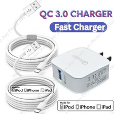 QC 3.0 Fast Wall Charger Power Adapter USB Cable For iPhone 14 13 12 11 XR XS 8