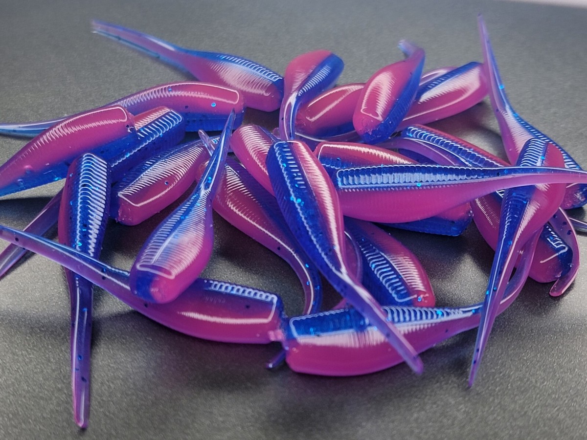 24 Slab Hunter Motor Oil Grub Jigs - Crappie, Panfish, Trout Fishing Lures By Hooked Baits