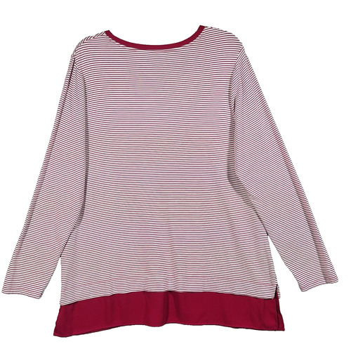 Chico's V-Neck Striped Tunic Size 2 (US L) Stretch Woven Hem Oversized Comfort - Picture 9 of 11