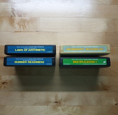  Lot of 4 Texas Instruments TI-99/4a Laws of Arithmetic/Microsoft Multiplan/more