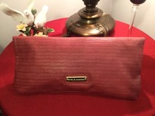 LN Steve Madden Clutch Hand Purse Bag Gold Hardware Pretty Purple Plum Textured