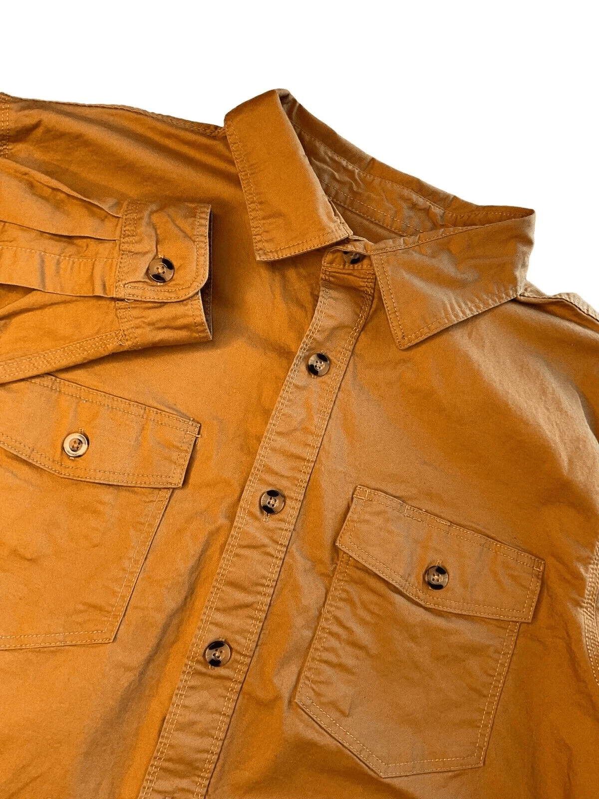 Eddie Bauer Shirt Mens Large Button Up Menscore Foreman Fit Mustard Neutral