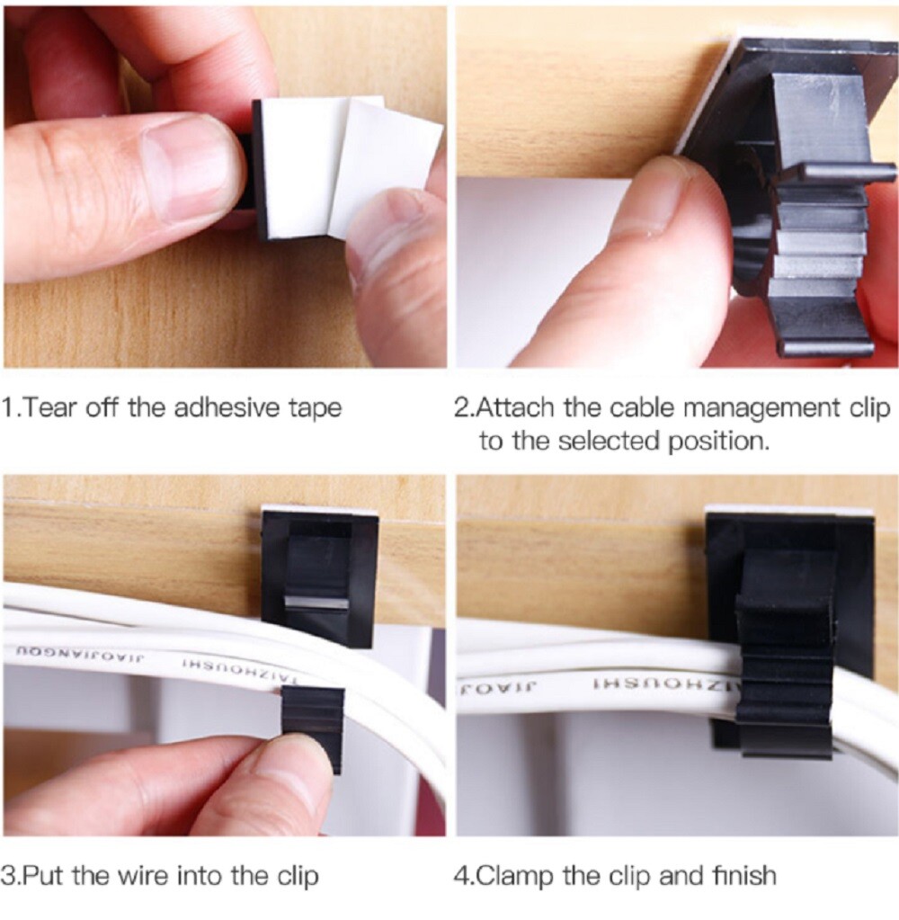 100 Pcs Transparent Cable Clips - Self-Adhesive Cord Organizer For Desk, Home, Office, Car Wire Management