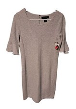 Tahari Women's Sheath Dress Size 2 Gray Point Knit Bell Sleeve 