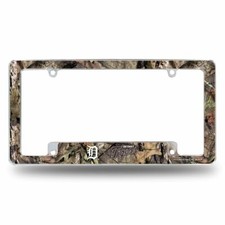 Detroit Tigers Chrome Metal License Plate Frame With Mossy Oak Camo Design Detroit Tigers Chrome Metal License Plate Frame With Mossy Oak Camo Design