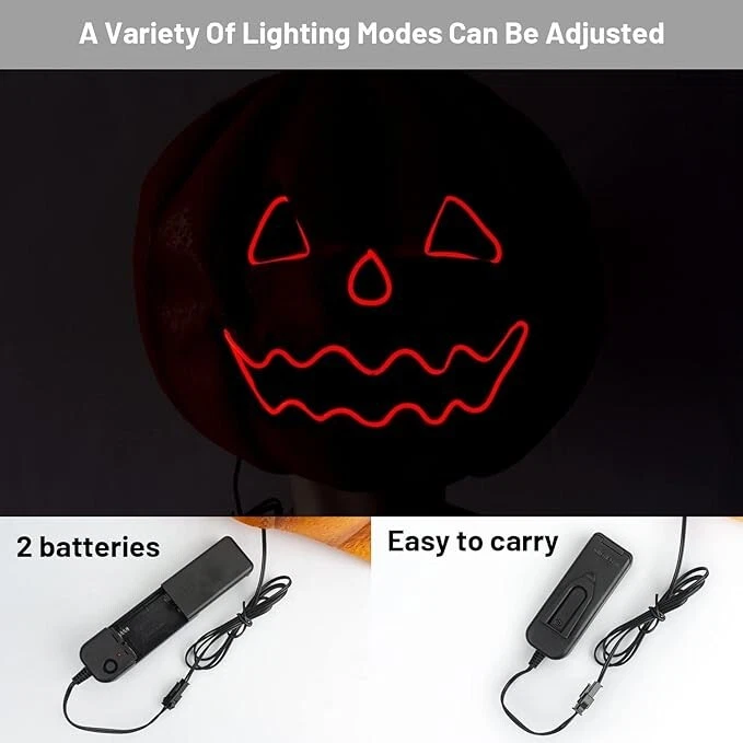 CreepyParty LED Licht Kürbis Maske Vollkopf Realistische Masken✅ - Bild 2 von 2