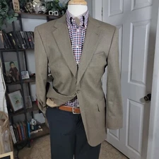 Jos A Bank Men's Sport Coat Blazer Two Button Hounds Tooth Wool Size 39R