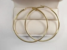 Beautiful 14K Yellow Gold Finish High Polish Finish 50Mm Large Hoop Earrings