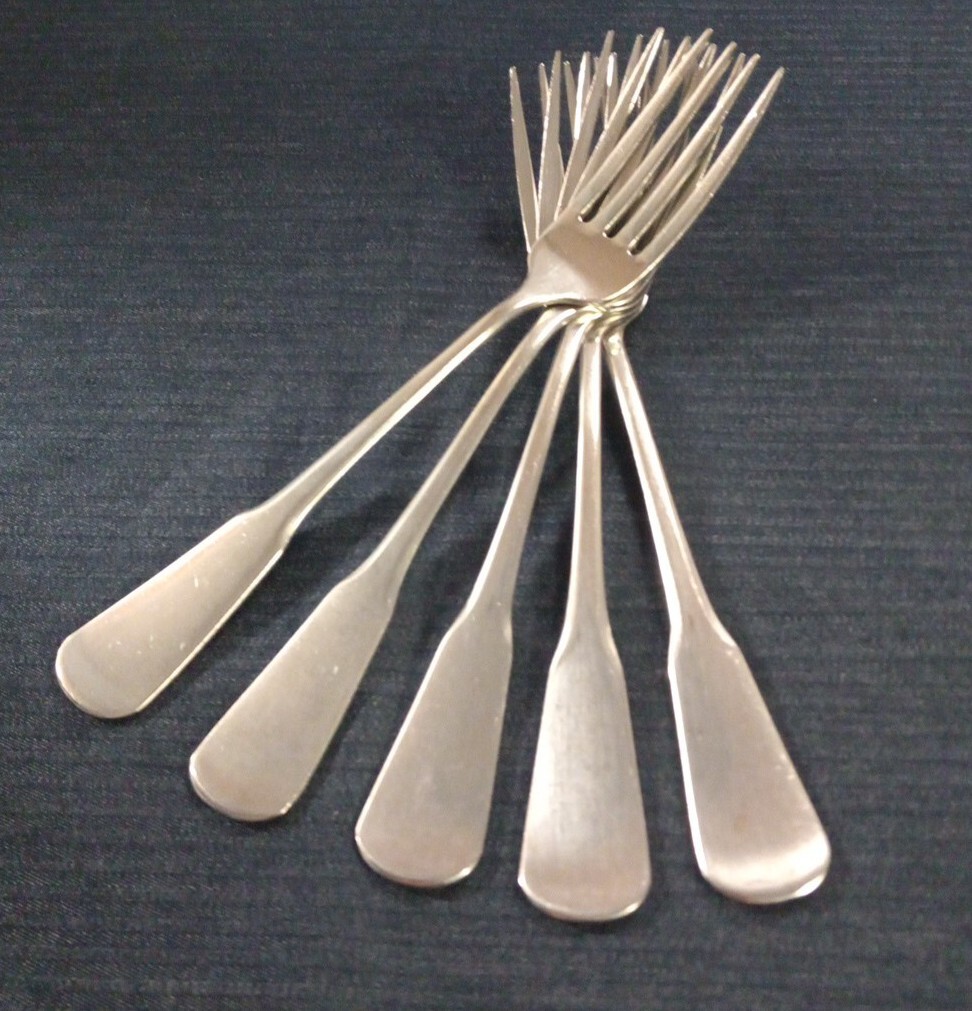 Set of 5 COLONIAL BOSTON pattern stainless dinner forks SSS by Oneida