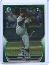 2023 Bowman Chrome ISAIAH COUPET  1ST RC #BCD-37 GREEN REFRACTOR ROCKIES /99