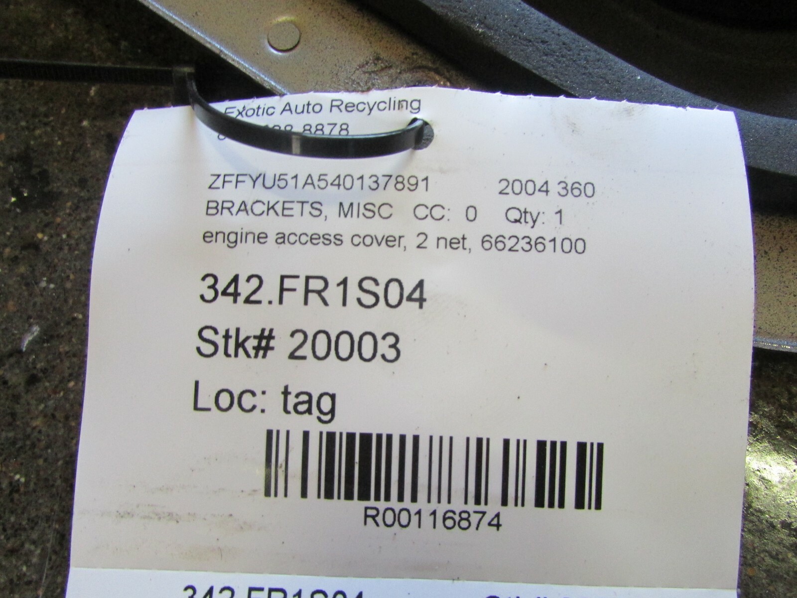 Ferrari 360, Engine Access Cover, Used, P/N 66236100