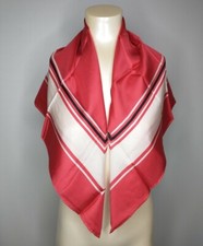 Women's Red Striped 100 Silk Scarf 33" Square Kerchief Made In China
